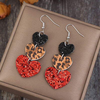 Heart Leather Drop Earrings - Flyclothing LLC