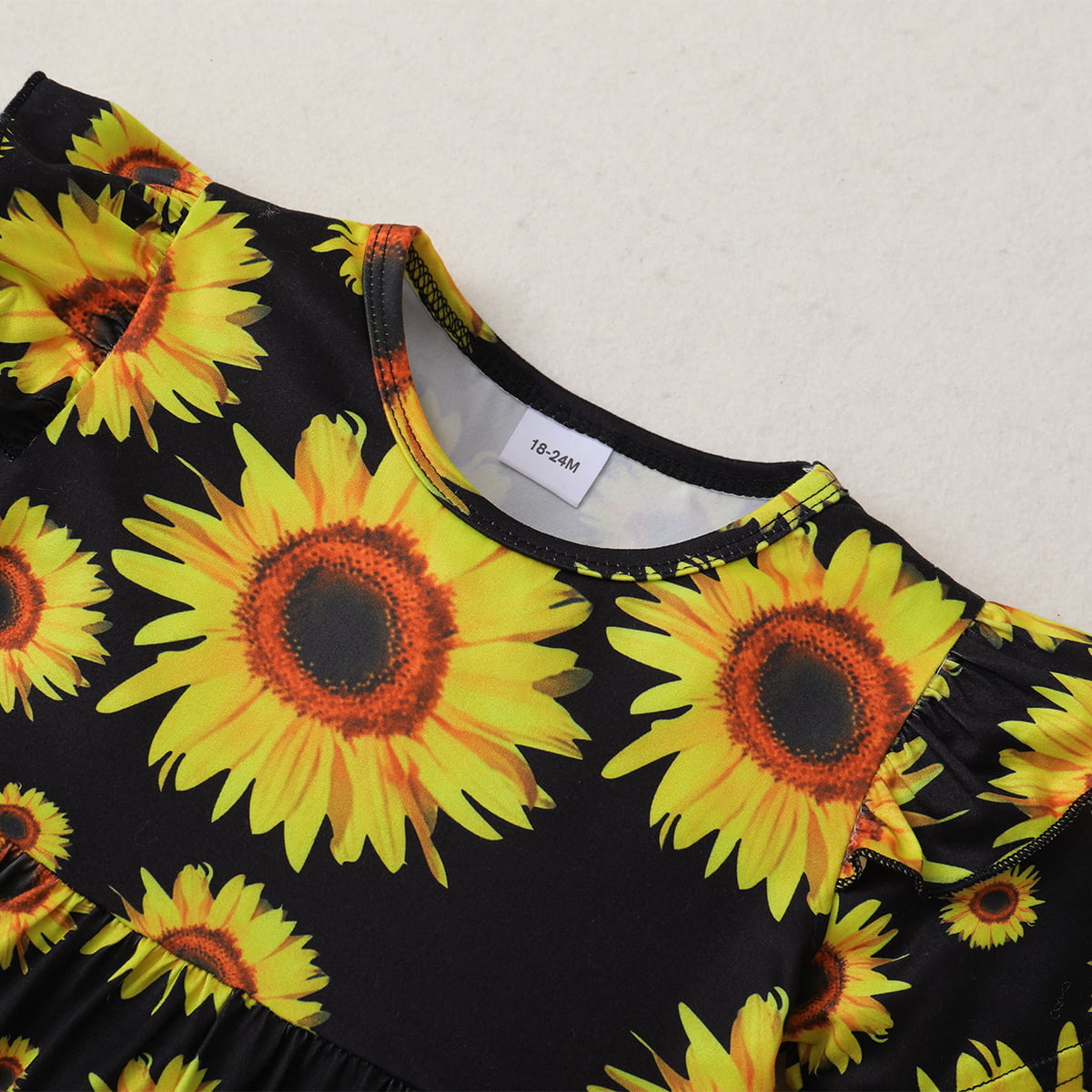 Sunflower Print Top and Distressed Denim Shorts Set - Flyclothing LLC