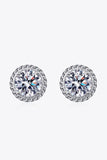 1 Carat Moissanite Rhodium-Plated Round Stud Earrings - Flyclothing LLC