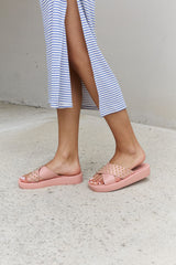 Forever Link Studded Cross Strap Sandals in Blush - Flyclothing LLC