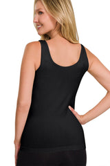 Zenana FRONT & BACK 2-WAY V-NECK / U-NECK SEAMLESS TANK - Flyclothing LLC