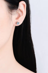 1 Carat Moissanite Rhodium-Plated Stud Earrings - Trendsi