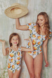 Marina West Swim Salty Air Puff Sleeve One-Piece in Citrus Orange - Flyclothing LLC