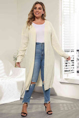 Plus Size Open Front Long Sleeve Cardigan - Flyclothing LLC