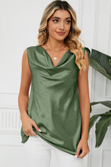 Ruched Cowl Neck Tank - Flyclothing LLC