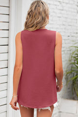 Texture V-Neck Sleeveless Top - Flyclothing LLC