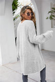 Herringbone Pattern Open Front Longline Fuzzy Cardigan - Flyclothing LLC