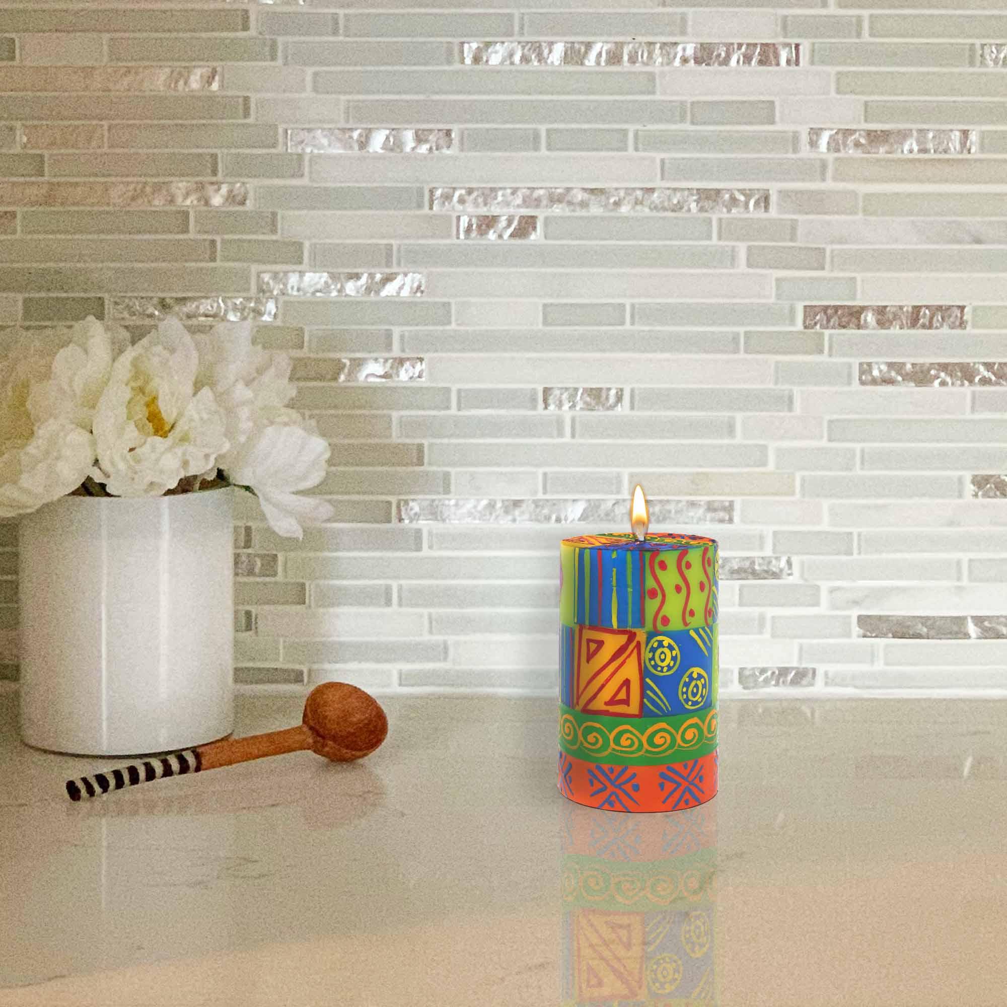 Single Boxed Hand-Painted Pillar Candle - Shahida Design - Nobunto - Flyclothing LLC
