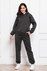 Drop Shoulder Long Sleeve Hoodie and Pants Set - Flyclothing LLC