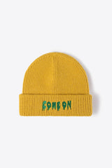 COME ON Embroidered Cuff Knit Beanie - Flyclothing LLC