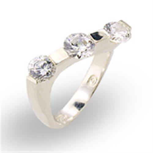 Alamode High-Polished 925 Sterling Silver Ring with AAA Grade CZ in Clear - Alamode