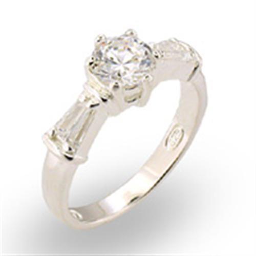 Alamode High-Polished 925 Sterling Silver Ring with AAA Grade CZ in Clear - Alamode