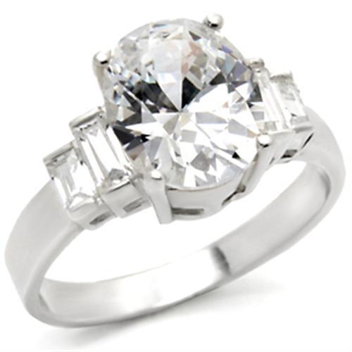 Alamode High-Polished 925 Sterling Silver Ring with AAA Grade CZ in Clear - Alamode