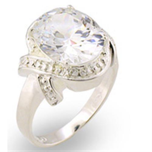 Alamode High-Polished 925 Sterling Silver Ring with AAA Grade CZ in Clear - Alamode