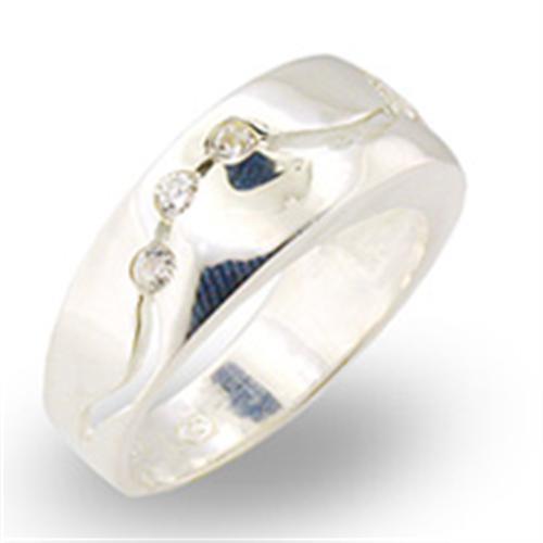 Alamode High-Polished 925 Sterling Silver Ring with AAA Grade CZ in Clear - Alamode