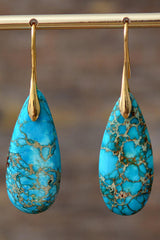 Handmade Teardrop Shape Natural Stone Dangle Earrings - Flyclothing LLC