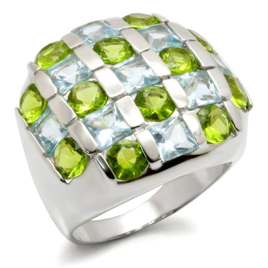 Alamode High-Polished 925 Sterling Silver Ring with AAA Grade CZ in Multi Color - Alamode