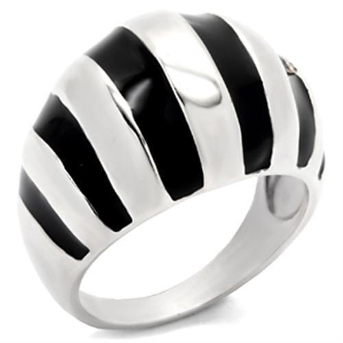 Alamode High-Polished 925 Sterling Silver Ring with Epoxy in Jet - Alamode