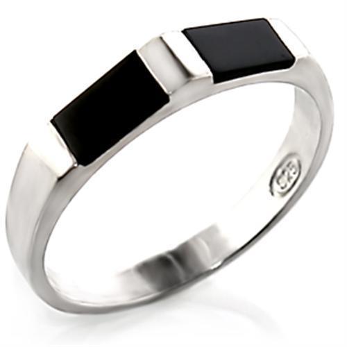 Alamode High-Polished 925 Sterling Silver Ring with Semi-Precious Onyx in Jet - Alamode