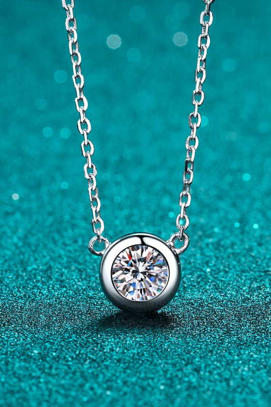 Moissanite Round Pendant Chain Necklace - Flyclothing LLC