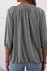 Gathered Detail Round Neck T-Shirt