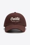 CREATE NEW LIFE Adjustable Cotton Baseball Cap - Trendsi