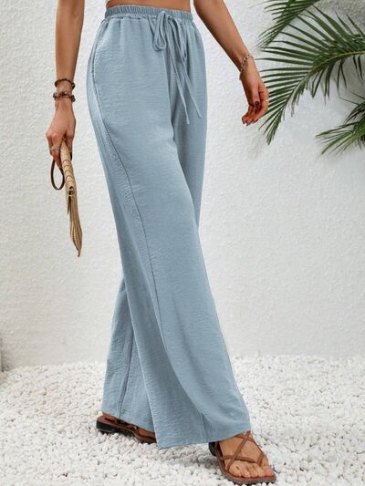 Wide Leg Drawstring Pants - Flyclothing LLC