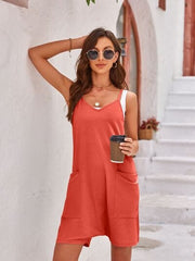 Spaghetti Strap Romper with Pockets - Trendsi