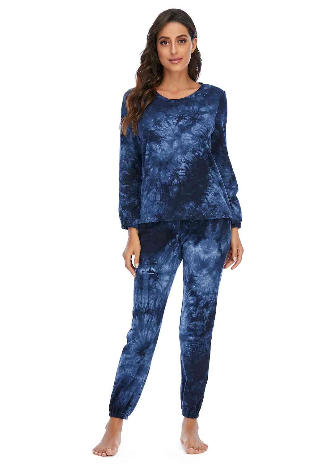 Tie-Dye Top and Drawstring Pants Lounge Set - Flyclothing LLC