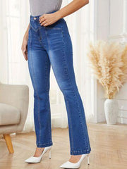 High Waist Bootcut Jeans with Pockets - Flyclothing LLC