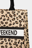 Fame Letter Graphic Leopard Tote Bag - Flyclothing LLC