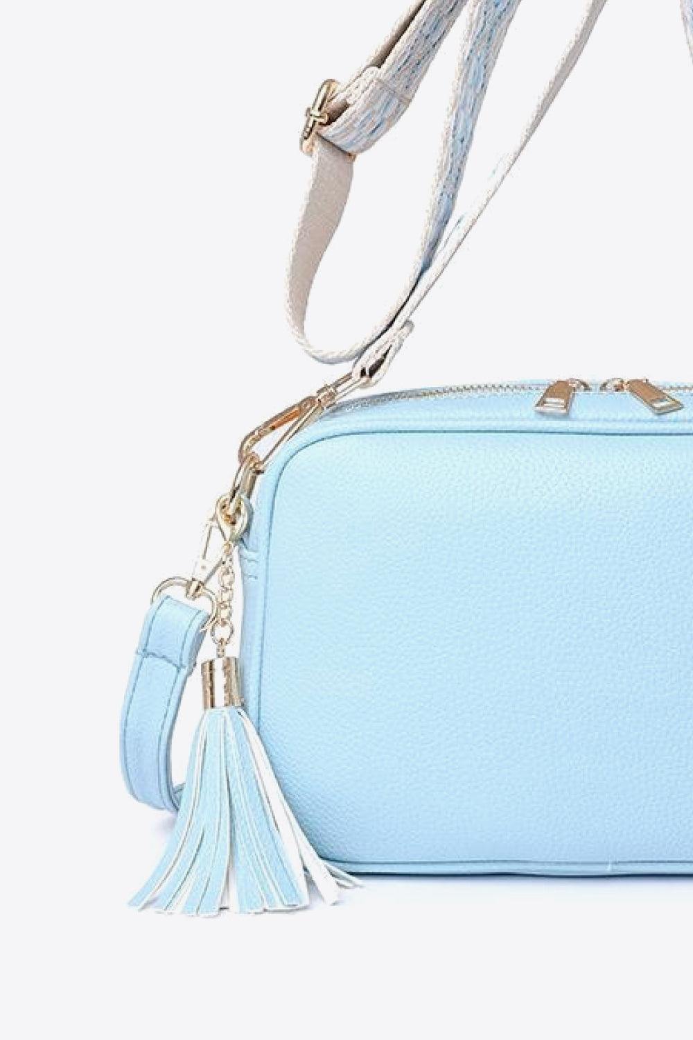 PU Leather Tassel Crossbody Bag - Trendsi