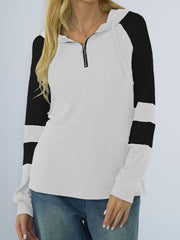 Waffle-knit Raglan Sleeve Zipper Front Hoody - Flyclothing LLC