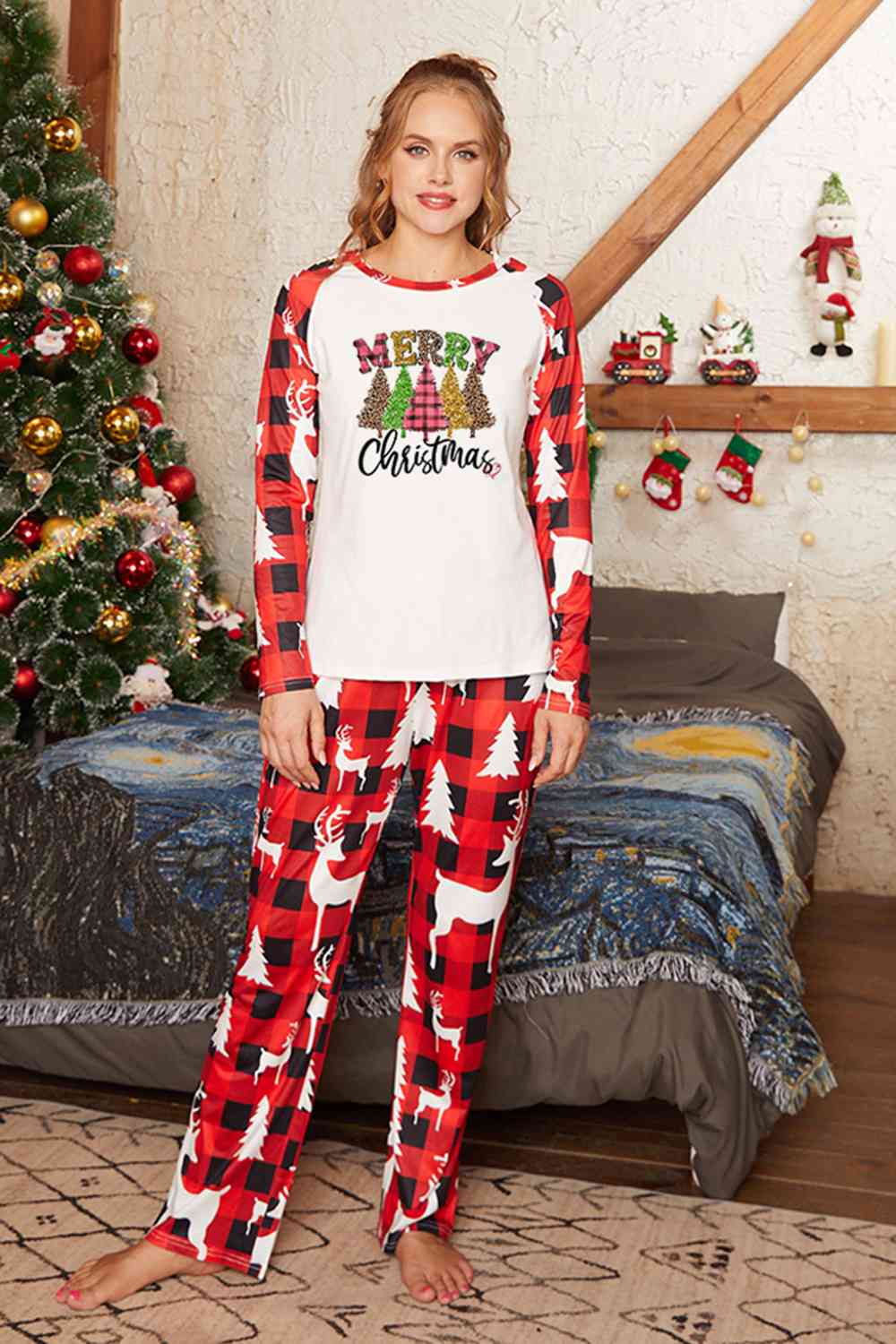 MERRY CHRISTMAS Graphic Top and Pants Set - Flyclothing LLC