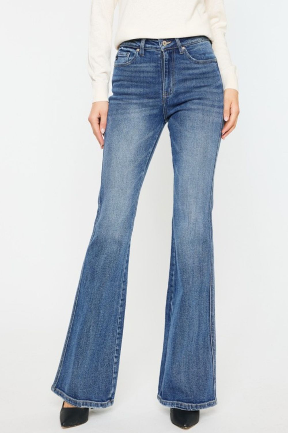 Kancan Cat's Whiskers High Waist Flare Jeans - Flyclothing LLC