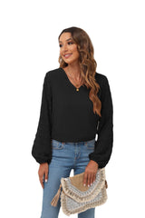 Swiss Dot Balloon Sleeve Blouse - Flyclothing LLC