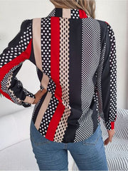 Polka Dot Contrast Long Sleeve Shirt - Flyclothing LLC