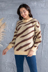 Animal Element Round Neck Dropped Shoulder Sweater - Flyclothing LLC