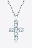 925 Sterling Silver Cross Moissanite Pendant Necklace - Flyclothing LLC