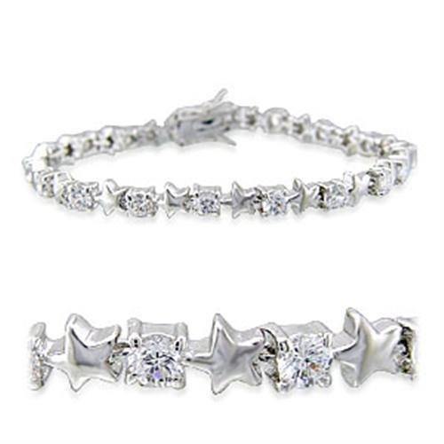 Alamode Rhodium Brass Bracelet with AAA Grade CZ in Clear - Alamode