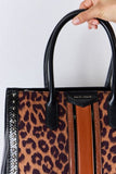 David Jones Leopard Contrast Rivet Handbag - Flyclothing LLC