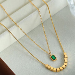 18K Gold-Plated Double-Layered Necklace - Trendsi