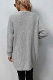 Rib-Knit Open Front Pocketed Cardigan - Flyclothing LLC