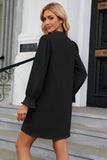 Notched Neck Flounce Sleeve Mini Dress - Trendsi