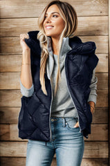 Zip Up Hooded Vest Coat - Flyclothing LLC