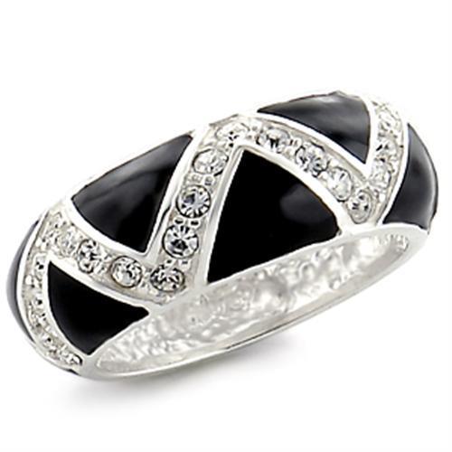 Alamode High-Polished 925 Sterling Silver Ring with Top Grade Crystal in Clear - Alamode