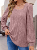 Square Neck Long Sleeve Top - Flyclothing LLC