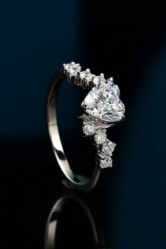 1 Carat Moissanite Heart 925 Sterling Silver Ring - Flyclothing LLC