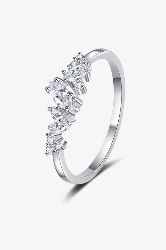 Moissanite Rhodium-Plated Ring - Flyclothing LLC