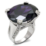 Alamode High-Polished 925 Sterling Silver Ring with AAA Grade CZ in Amethyst - Alamode